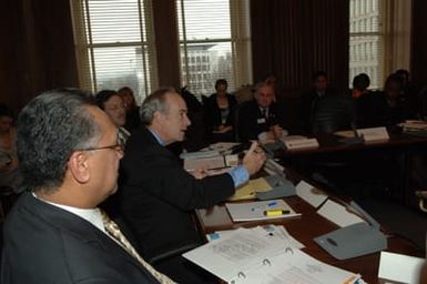 [Assignment: 48-DPA-02-26-08_SOI_K_Insular] Interagency Group on Insular Areas (IGIA) meeting at Main Interior, with Secretary Dirk Kempthorne, [Deputy Chief of Staff Doug Domenech, Acting Deputy Assistant Secretary for Insular Affairs Nikolao Pula, and other Interior officials joining Governors and Congressional representatives of U.S. island territories] [48-DPA-02-26-08_SOI_K_Insular_IOD_1185.JPG]