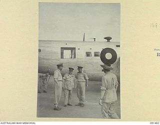 NADZAB, NEW GUINEA, 1945-04-22. GENERAL SIR THOMAS A. BLAMEY, COMMANDER-IN-CHIEF, ALLIED LAND FORCES, SOUTH WEST PACIFIC AREA (2), TALKING TO BRIGADIER R. BIERWIRTH DEPUTY ASSISTANT QUARTERMASTER ..