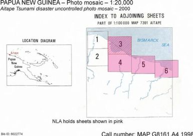 Aitape Tsunami disaster uncontrolled photo mosaic / production, National Mapping Bureau, Cartographic Consulting Services