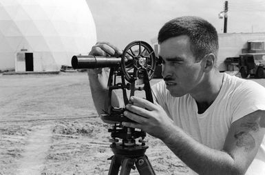 CPL Leo Flack from Marine Security Group 17 surveys the new radar dome site foundation