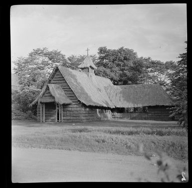 Wooden church with thatched roof, Rabaul, New Britain, Papua New Guinea