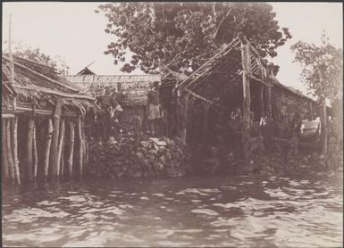 Men's landing place on the artificial island Adegege off Nore Fou, Solomon Islands, 1906, 2 / J.W. Beattie