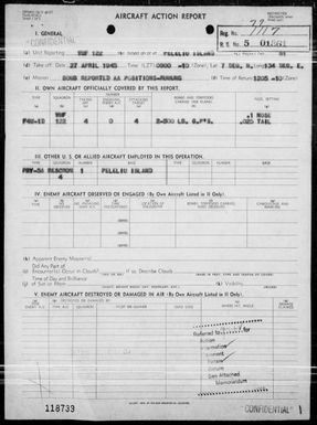 VMF-122 - ACA reps nos 61-62 â Bombing targets in the Yap Area, Carolines on 4/27 & 30/45