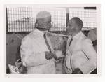 Colonel JK Murray with unidentified man at Isivita Mission?, Papua New Guinea, 1951