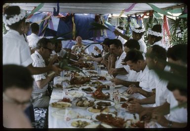 Feast on Palmerston Island, during Sir Arthur Porritt's state visit