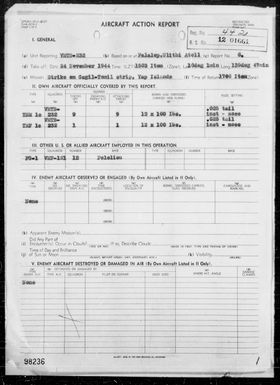 VMTB-232 - ACA Reps Nos 6-7 - Strikes on Gagil-Tomil & Yap Airstrips, Yap Is, Carolines, 11/24 & 25/44