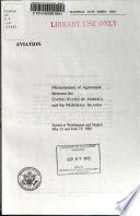 Aviation : memorandum of agreement between the United States of America and the Marshall Islands, signed at Washington and Majuro, May 23 and June 15, 1989