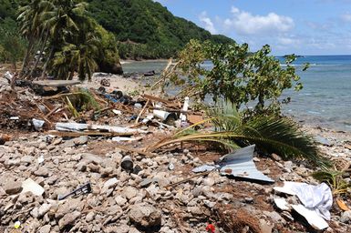 Earthquake ^ Tsunami - Leone, American Samoa, October 2, 2009 -- Debris of every kind is spread across a beach following the recent tsunami in American Samoa.