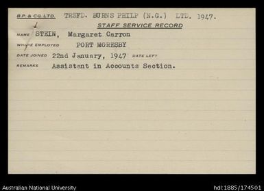 Stein, Margaret Carron