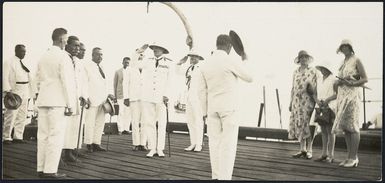 General Herbert Hart receiving the salute on arrival in Apia - Photograph taken by Alfred James Tattersall