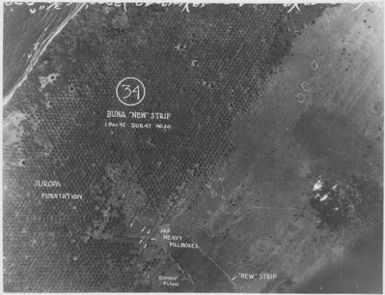 [Aerial photographs relating to the Japanese occupation of Buna-Gona region, Papua New Guinea, 1942-1943] [Allied air raids]. (44)