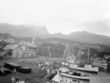 Tahiti (French Polynesia), boats and people at pier