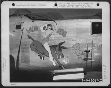 The Consolidated B-24 "Liberator," "Wild Ass Ride" Of The 11Th Bomb Group, Based On Guam, Marianas Islands. 4 May 1945. (U.S. Air Force Number B64931AC)