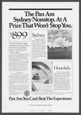 The Pan Am Sydney Nonstop. At A Price That Won't Stop You.
