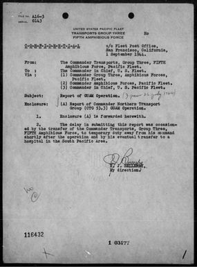 COMTASK-Group 53.3 - Rep of ops in the invasion of Guam Is, Marianas 6/12/44 - 7/26/44