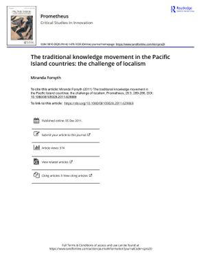 The traditional knowledge movement in the Pacific Island countries: the challenges of localism