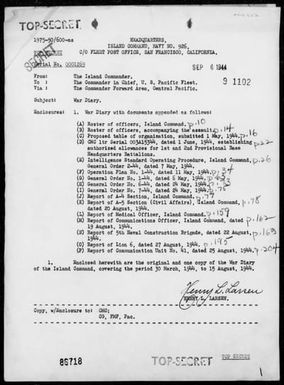 COM GUAM IS - War Diary, 7/21/44 to 8/15/44