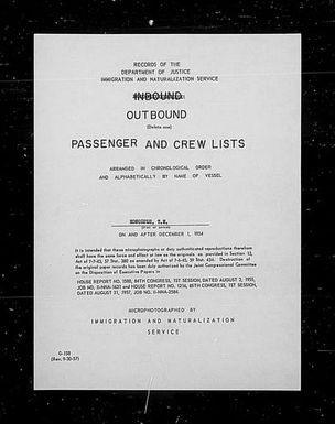 Departures, November 13, 1957 - March 28, 1958