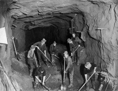 Men at work on the Homer Tunnel, Southland