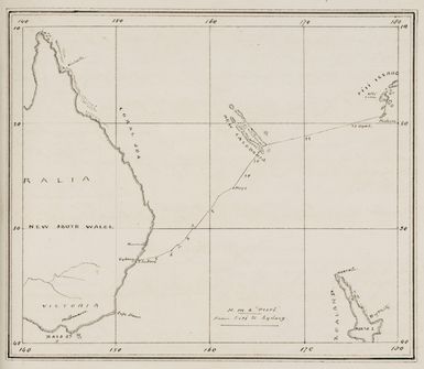 Map of Eastern Australia, Northern New Zealand, New Caledonia and Fiji