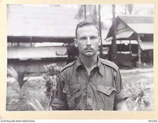 JACQUINOT BAY, NEW BRITAIN, 1945-06-16. L-CPL E.A. WHITE, FIELD SECURITY SERVICE, HQ 5 DIVISION