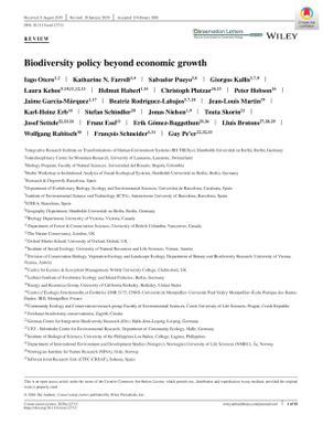 Biodiversity policy beyond economic growth