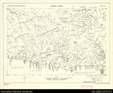 Solomon Islands, Guadalcanal, Koloula River, Series: D.O.S. Repro 3 (Sketch), Sheet 13, 1968, 1:50 000