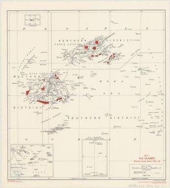 Map I, Fiji Islands : filariasis study areas 1954-1956 / drawn and photographed by Directorate of Overseas Surveys