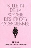 Bulletin de la Société des Études Océaniennes numéro 234
