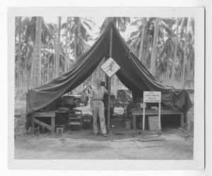 [Major Richard C. Mangrum in Front of Marine Scout Bombing Squadron 232 Headquarters]