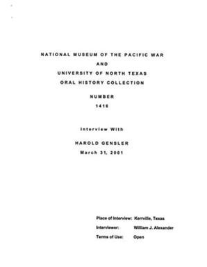 Oral History Interview with Harold Gensler, March 31, 2001