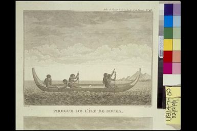 Pirogue de L'Île Bouka : Pirogue des Arsacides / Piron delin. ; Copia sculp. ; Dien scripsit