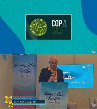 Tuvalu Minister of Finance, Hon. Seve Paeniu at COP28