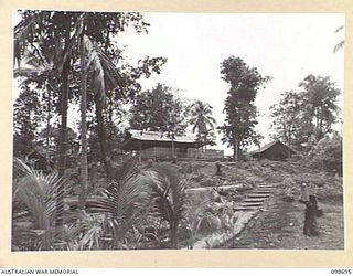 RABAUL, NEW BRITAIN. 1945-11-08. THE OFFICERS' MESS, 51 AND 55 ORDNANCE FIELD PARK. IT IS SITUATED ON A VANTAGE POINT OVERLOOKING THE REST OF THE CAMP