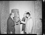 Cemeteries: Forest Lawn (unveiling of statue "Henry", prehistoric stone head from Easter Islands), 1954