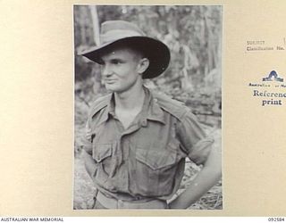 BOUGAINVILLE. 1945-05-25. SERGEANT E.G. SPARKE, A MEMBER OF THE DEPUTY ASSISTANT DIRECTOR PUBLIC RELATIONS, 2 CORPS