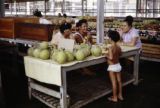 French Polynesia, merchant selling goods at Papeete market