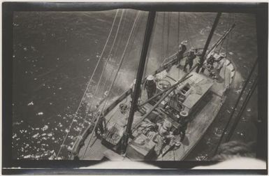 Australian troops from the Australian Naval and Military Expeditionary Force on board a sailing boat, 1914