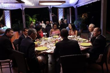 Barack Obama and Michelle Obama attend the Leaders Dinner at the APEC summit in Honolulu, Hawaii, November 12, 2011