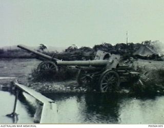 JAPANESE FIELD GUNS IN POSITION AT BUTIBUM RIVER