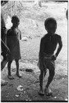 Two boys, one practicing sango dancing at Laloe'efou