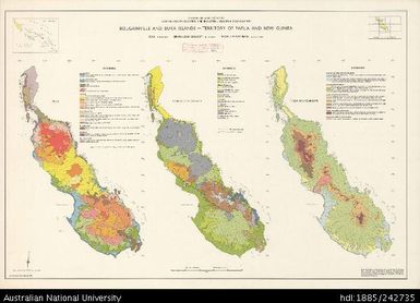 Papua New Guinea, Bougainville and Buka Islands, Soils, Generalized Geology, Major Environments, CSIRO Land Research Series 20, 1967, 1:600 000