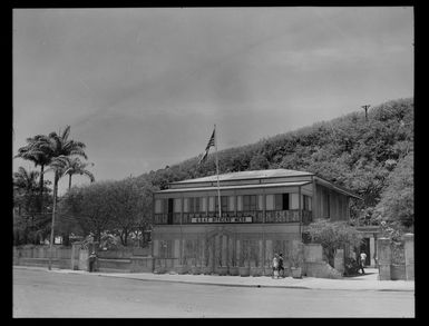 Ile Nou, New Caledonia, showing exterior of a two storied wooden building, United States Air Force officers' mess