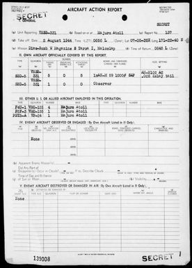 VMSB-331 - ACA Reps Nos 137-139 & 145-147 Air opers against the Marshall Islands, 8/2-18/44