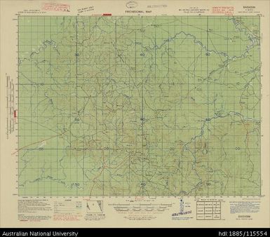 Papua New Guinea, Northeast New Guinea, Bagasin - overprint, Provisional map, Sheet B55/5-6, 3600, 1943, 1:63 360