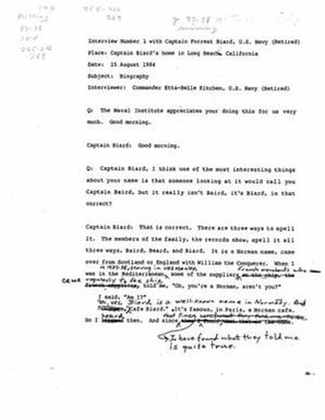 Oral History Interview with Forrest Biard, August 15, 1984