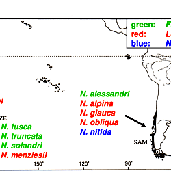 Southern Hemisphere Maps and Present-Day Nothofagus Distribution