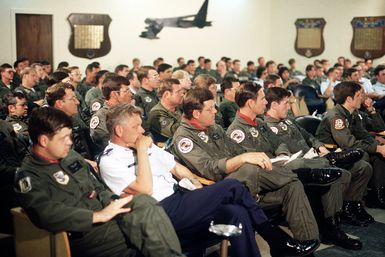 Air Force personnel are briefed during Exercise Glad Customer '82