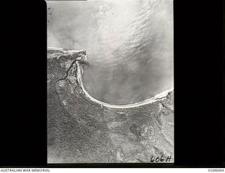 New Guinea. Aerial view of a bay on the coast