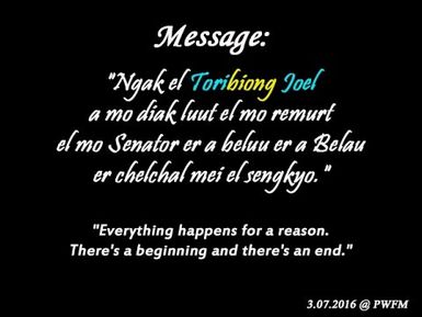 Senator Toribiong Joel's Message (Part 1) (3/7/16)